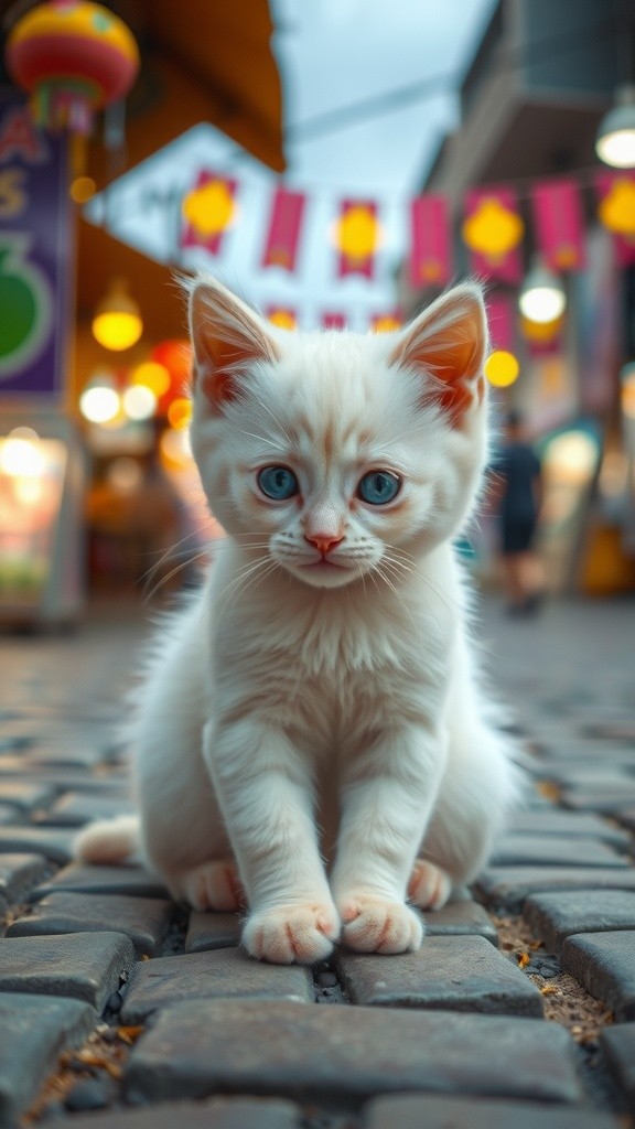 Kucing Putih yang Berjuang di Pasar