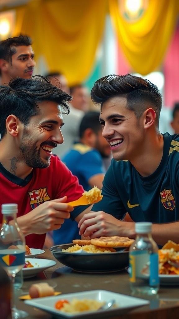 Messi and Ronaldo Share a Meal Together