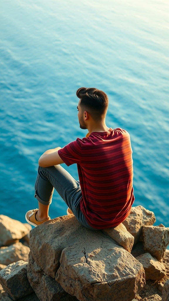 Un jeune homme contemplant la mer
