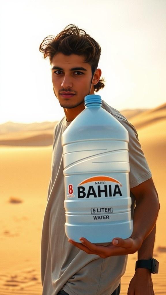 SI KIMO boit un bidon de 5L d'eau BAHIA