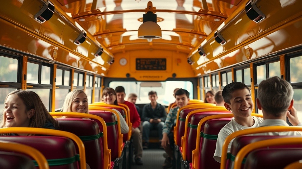 Sunlit Laughter on the School Bus