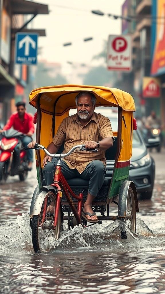 बारिश में फंसे: रिक्शा सफर की अनोखी कहानी