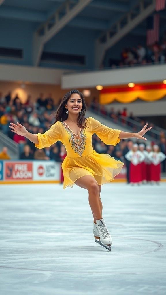 Beautiful Muslim Woman Skating with Grace