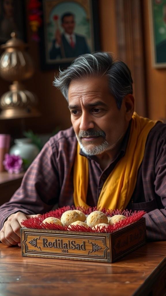 A Man Enjoying Ladoo