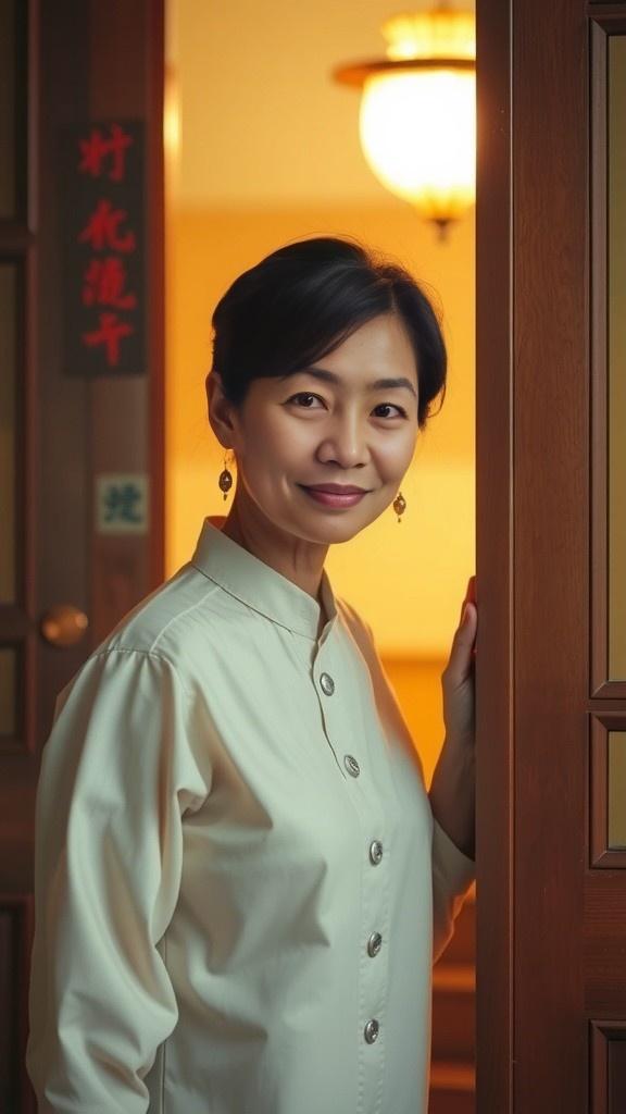 Pagi Indah di Persawahan: Wanita Berpiyama di Teras
