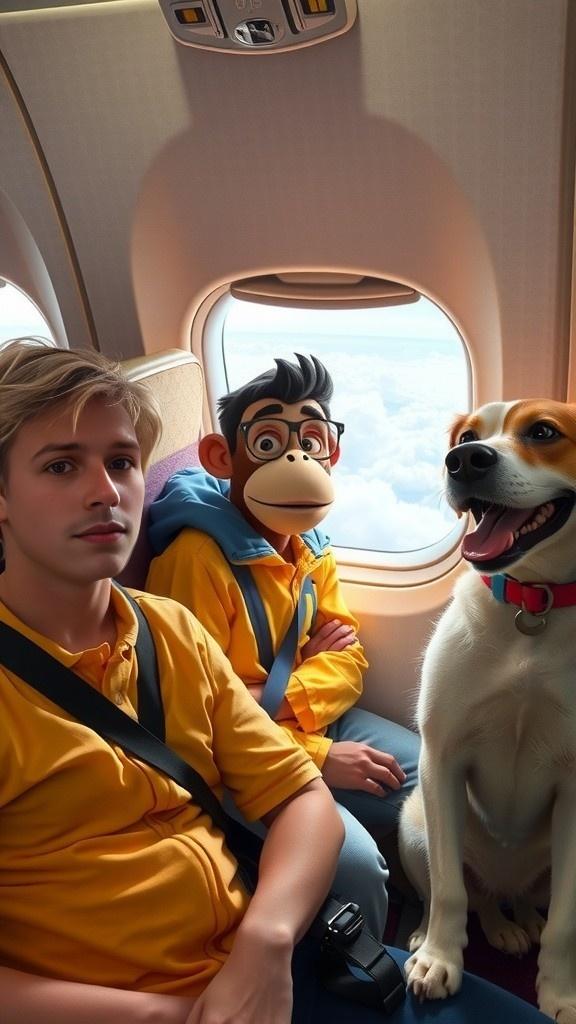 Airline Antics: Monkey and Dog Take Flight!