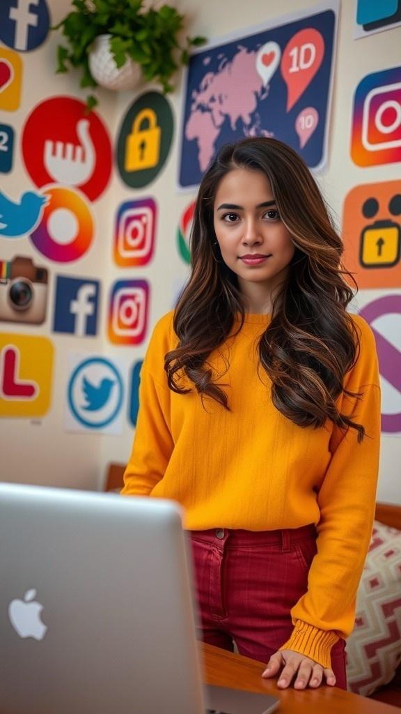 فتاة تقدم خدمة إدارة صفحات السوشيال ميديا