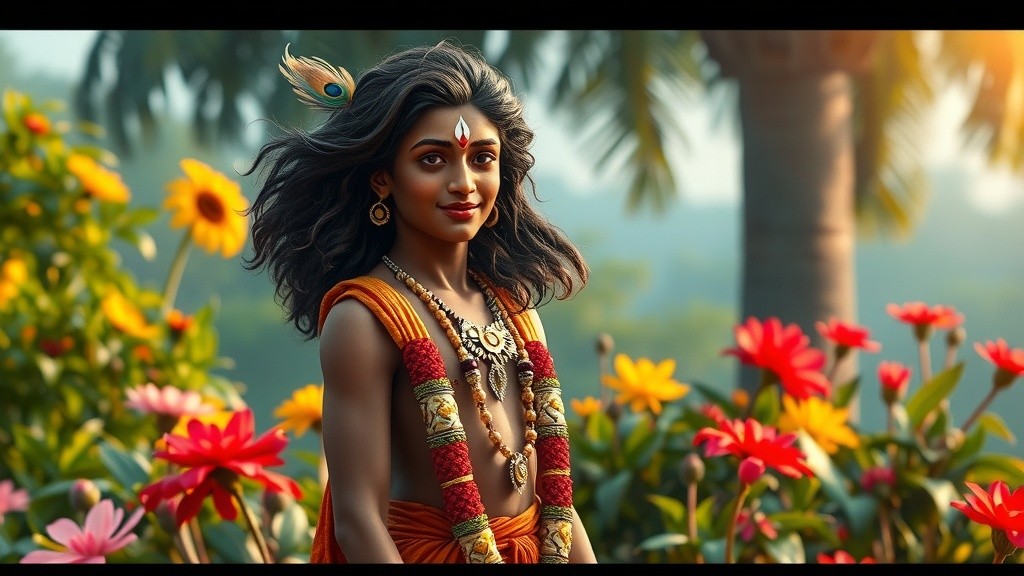 Sri Radharani's Loving Care: Animated Bhakti Girl