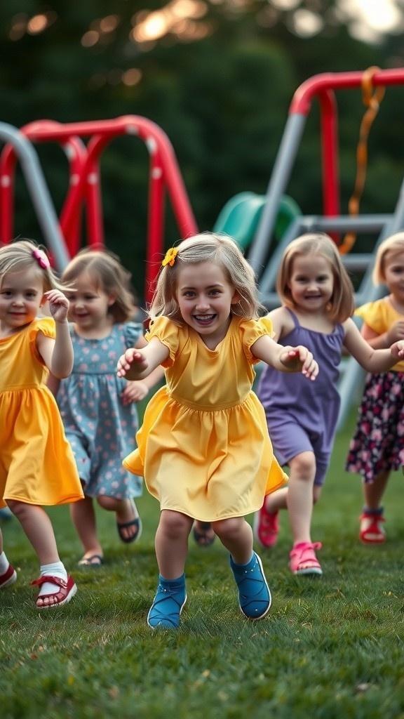 Joyful Dance of Adorable Baby Girls in the Park