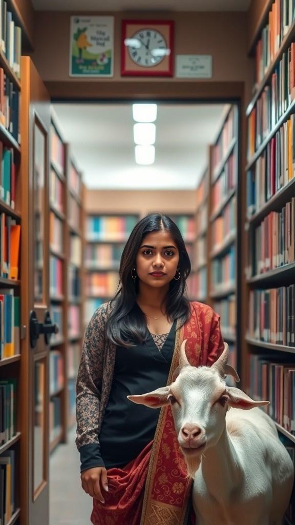 Kambing Belajar di Perpustakaan