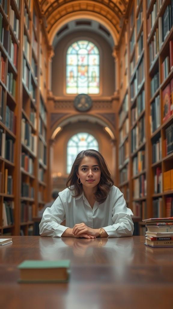 Aaliyah's Quiet Contemplation in the Library