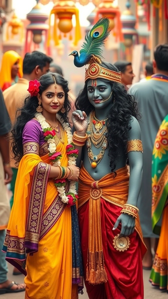 जन्माष्टमी पर कृष्ण और राधा का नृत्य