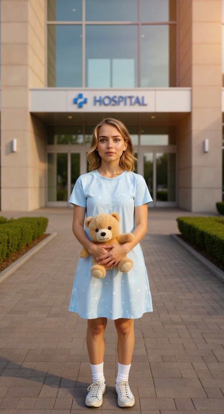 English Girl in Front of Hospital