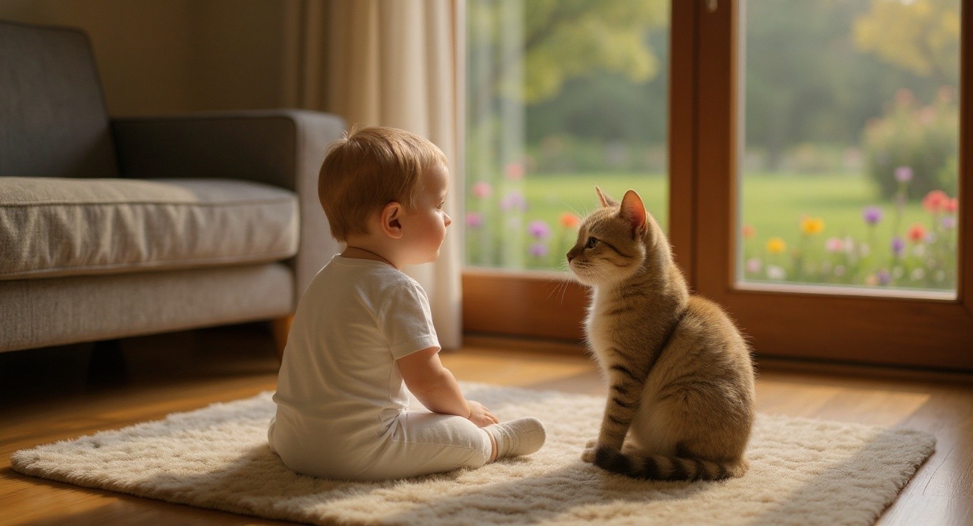 A Joyful Bond: Baby and Cat Playtime