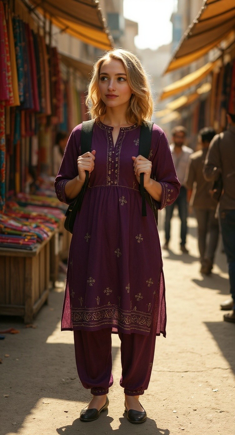 Amrici Larki ko Pakistani Dress Pehnana
