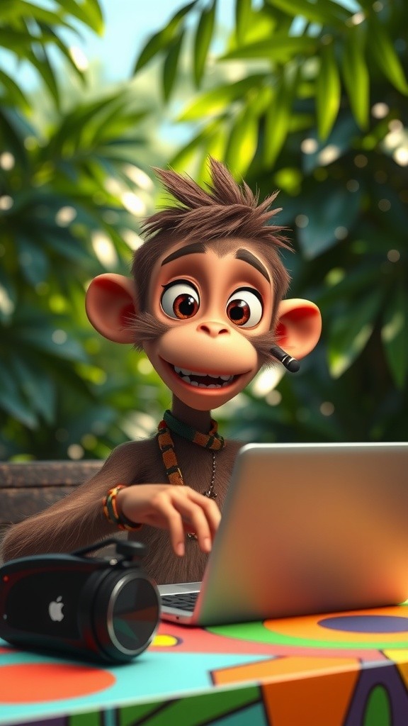3D Animated Vlog Monkey with Lip Sync and Sound - 30 Seconds!