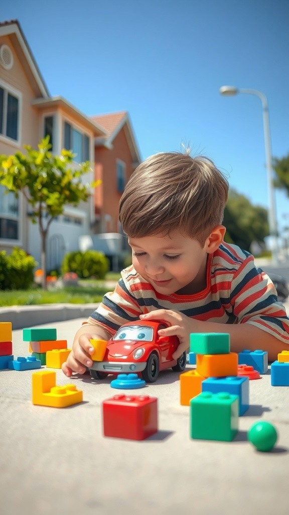 A Boy Driving in a Toy Car Adventure