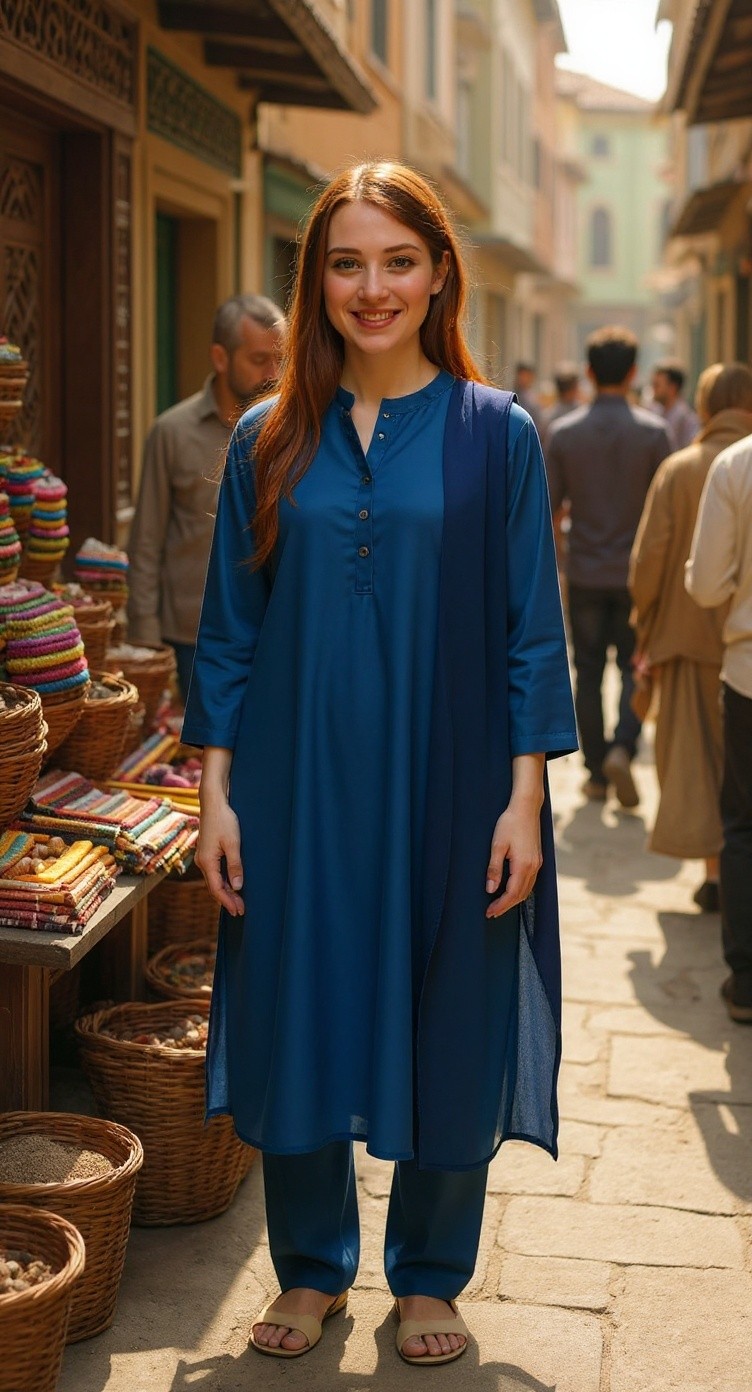 24 Year Old Russian Girl in Pakistani Dress at Minar-e-Pakistan