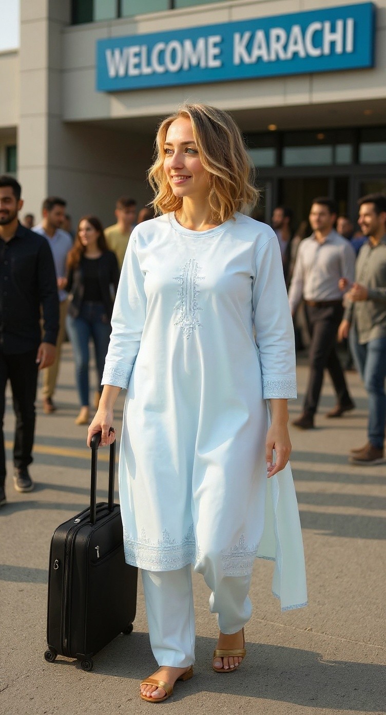 Russian Girl in Pakistani Dress at Quaid-e-Azam Tomb