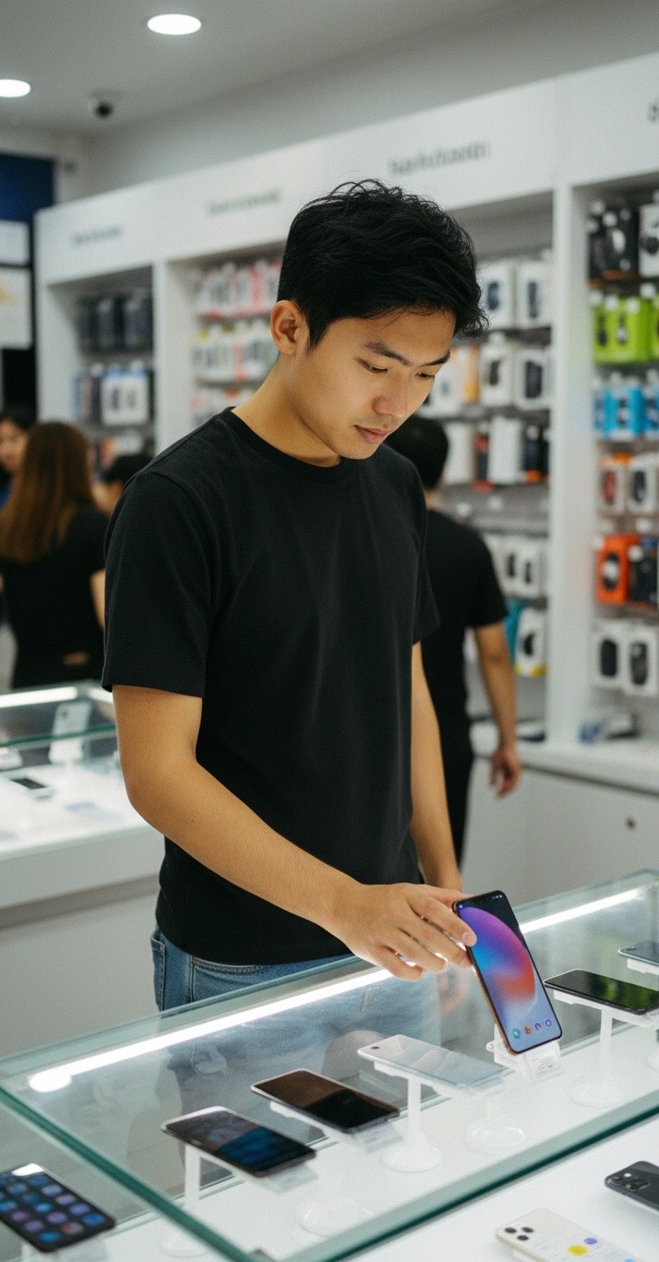 Young Man in Suit Purchases iPhone