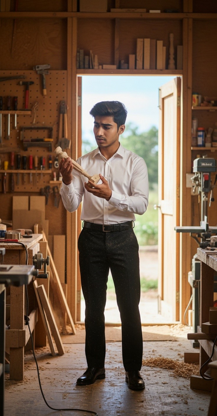 আরিফুলের কাঠের দোকানে কাজ