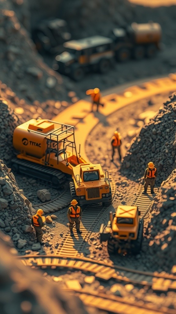 Diorama Miniatur Pertambangan Terbuka yang Realistis