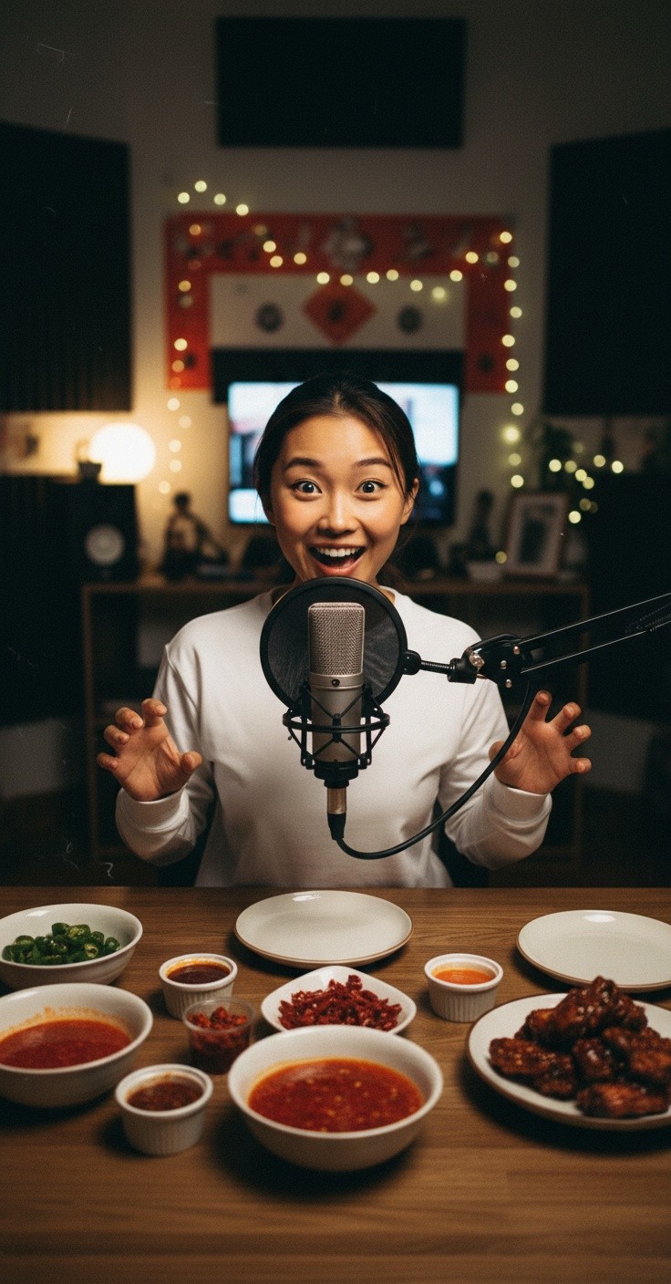 Sizzling Spicy Noodles & Crispy Chicken ASMR