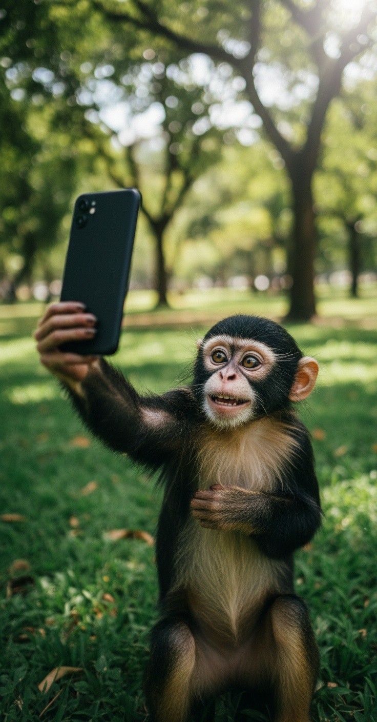 बंदर की मस्ती: सेल्फी और TikTok लाइव!