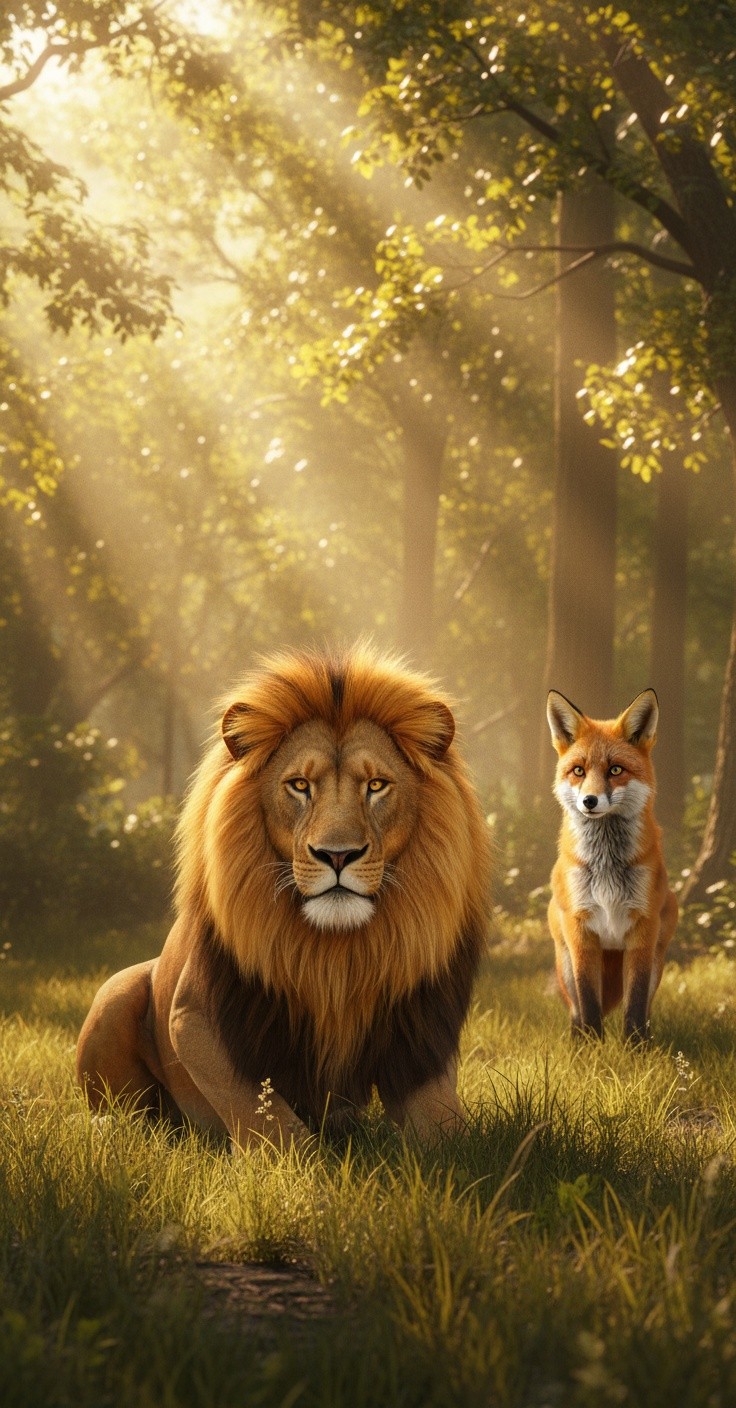 The Clever Fox and the Trapped Lion