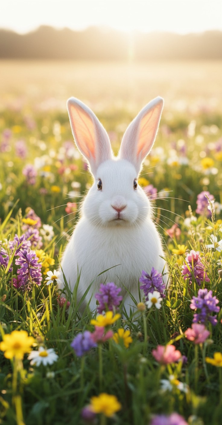 Fast and Cute White Rabbit Eating