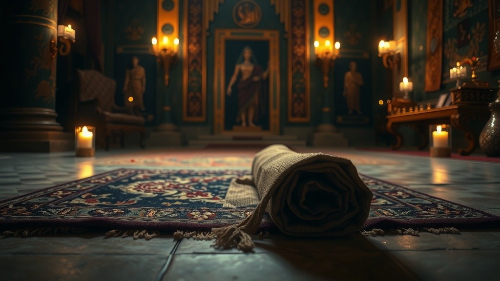 A Queen's Bold Entrance: Captured in a Carpet