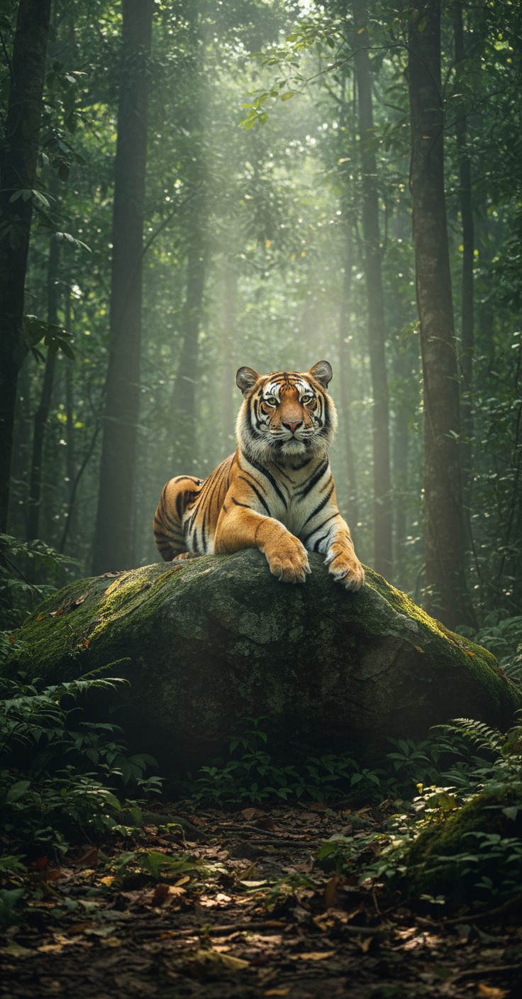 Harimau dan Buaya di Hutan