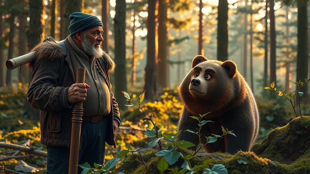 किसान की होशियारी और भूखे भालू की कहानी