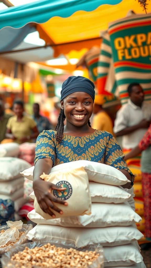 Daniella's Commitment to Quality: Selling Fresh Okpa Flour in Eke Market
