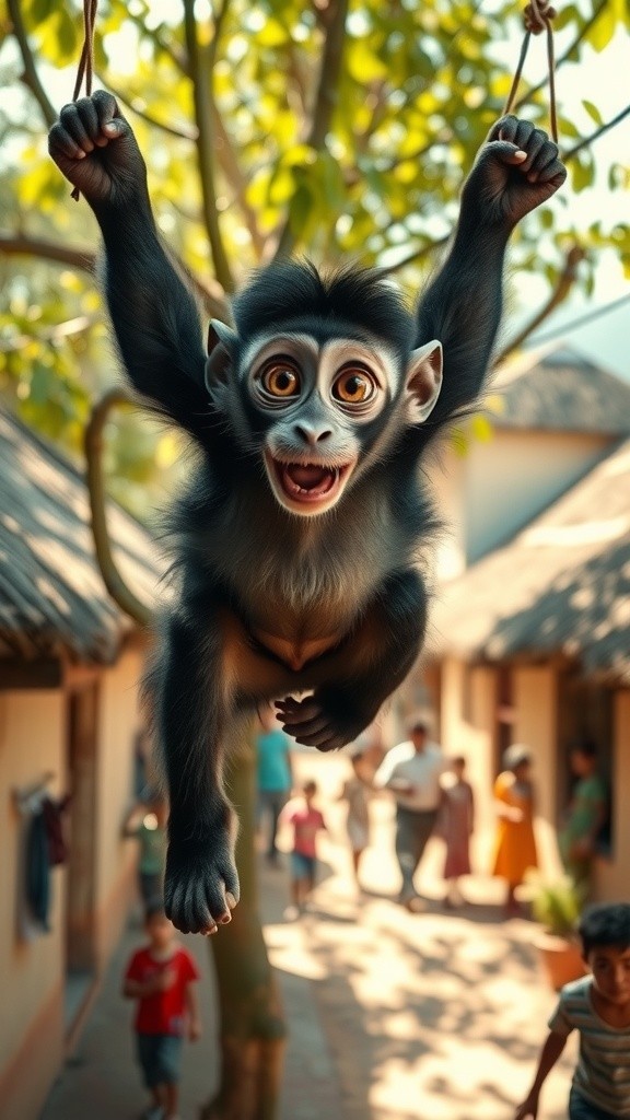 बंदर और मोबाइल वाला पेड़ 📱🐒