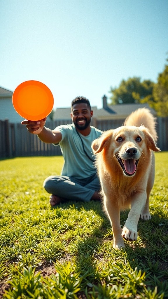 Playful 3D Child and Dog in a Backyard Adventure