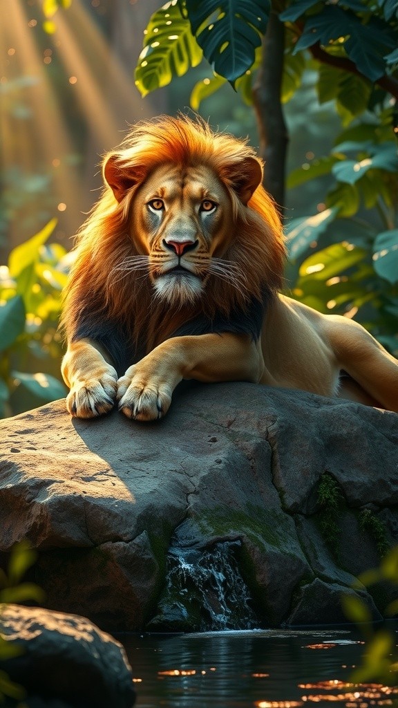 Giant Snake vs Lion in the Rainforest