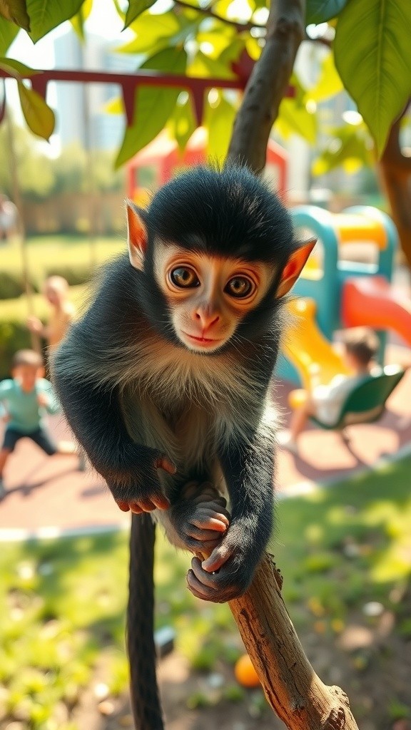 Monyet Bermain dengan Anak Kecil