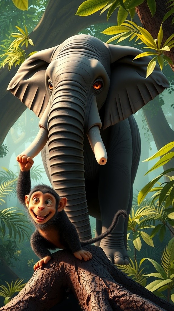 हाथी और बंदर की दोस्ती