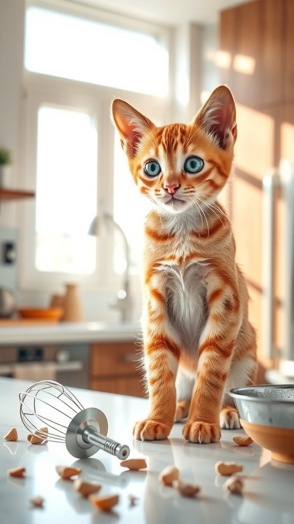 A CAT CHEF COOKING MEAT
