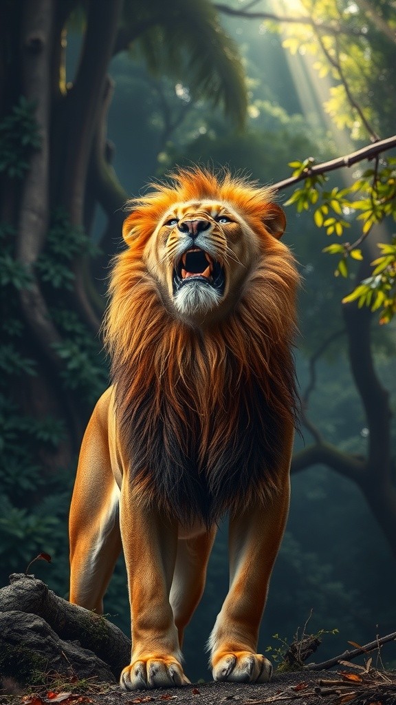 Clash of Titans: Lion vs. Gorilla in the Misty Rainforest