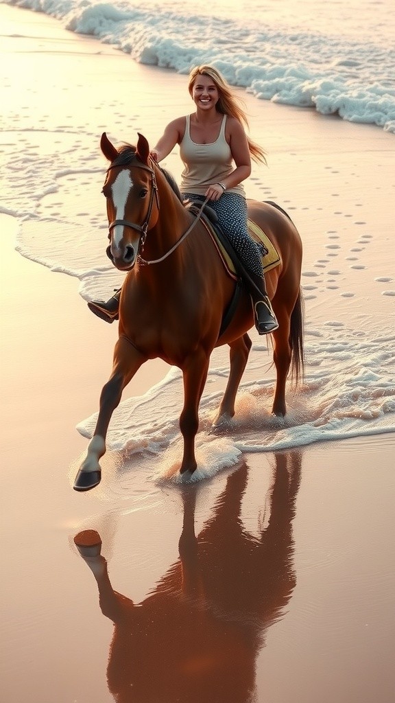 Wabita Menunggang Kuda di Pantai