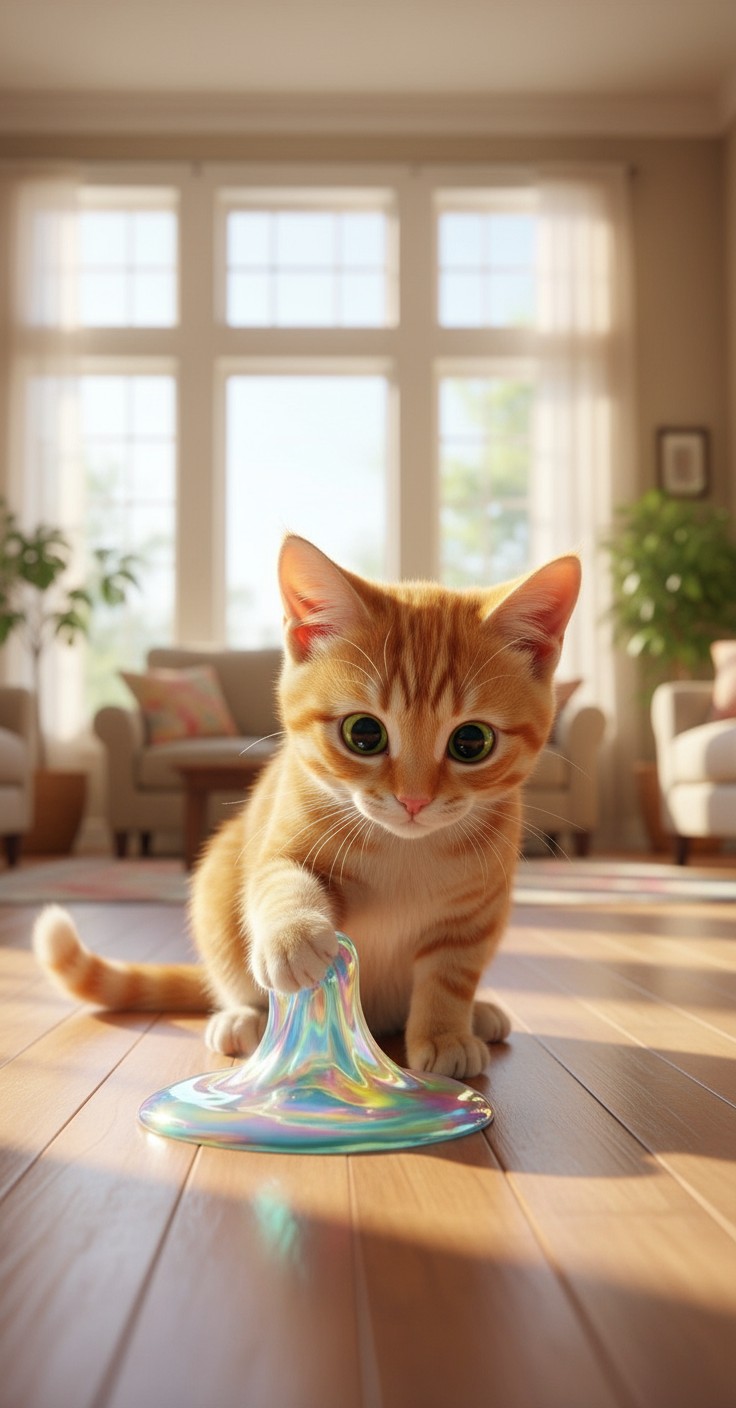 Baby Cat's Slime Adventure with Dad Cat!