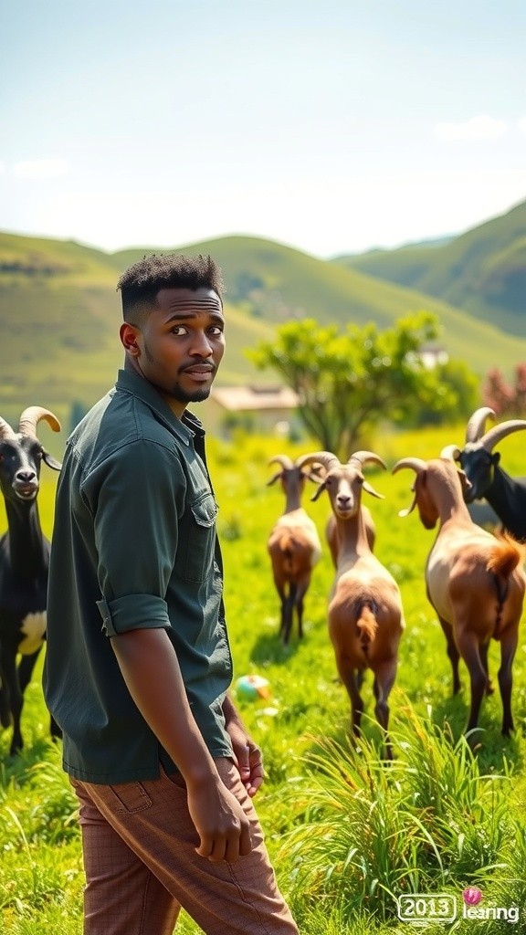 Man Joyfully Descends the Hill with an Antelope (copy)
