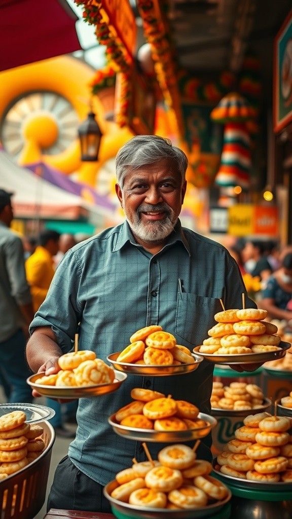 मoodi jii paani poori बेचते हुए