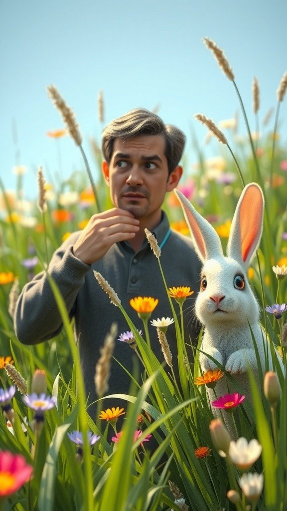The Boy and the Cloudy Quest for His Rabbit
