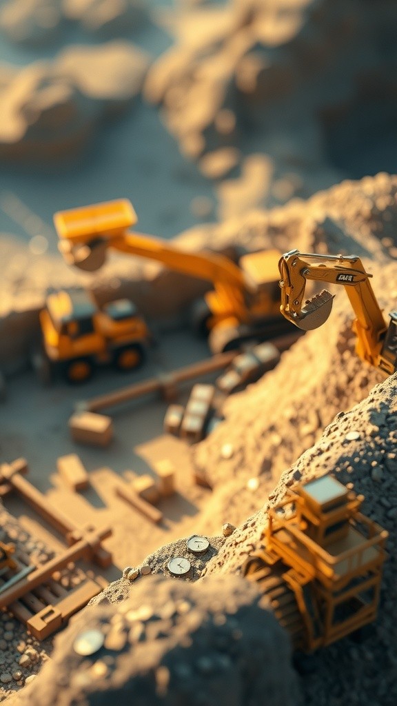 Diorama Miniatur Pertambangan Terbuka yang Realistis