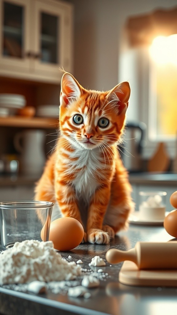 Kucing Kecil Belajar Masak