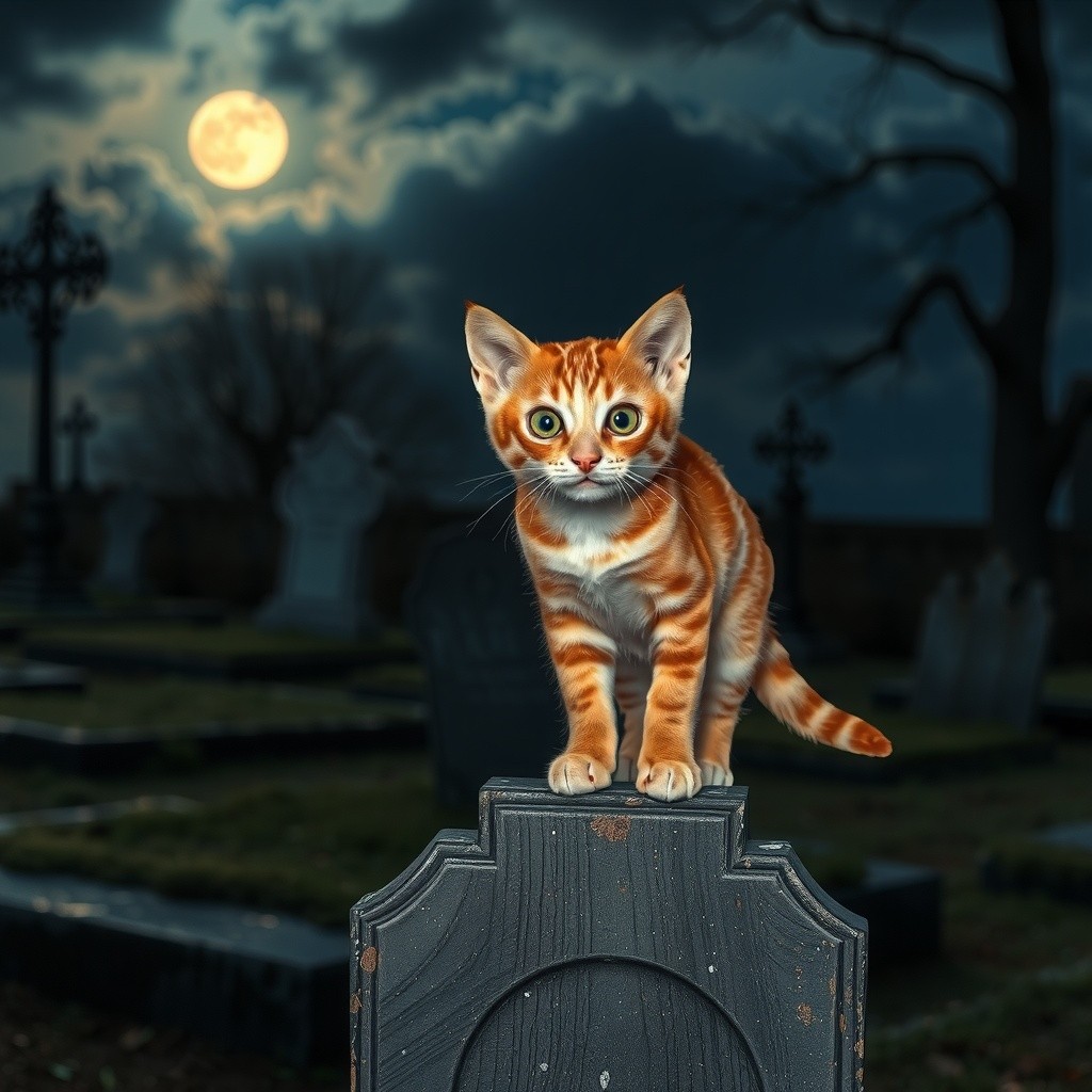 Mysterious Cat's Midnight Scream in the Graveyard
