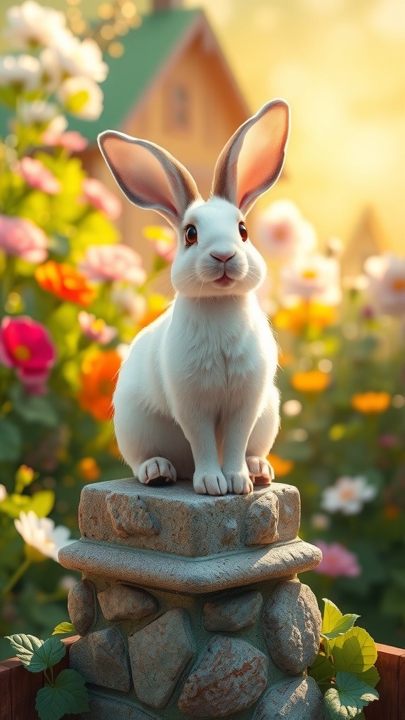 Dancing Rabbit in Sunglasses in a Garden